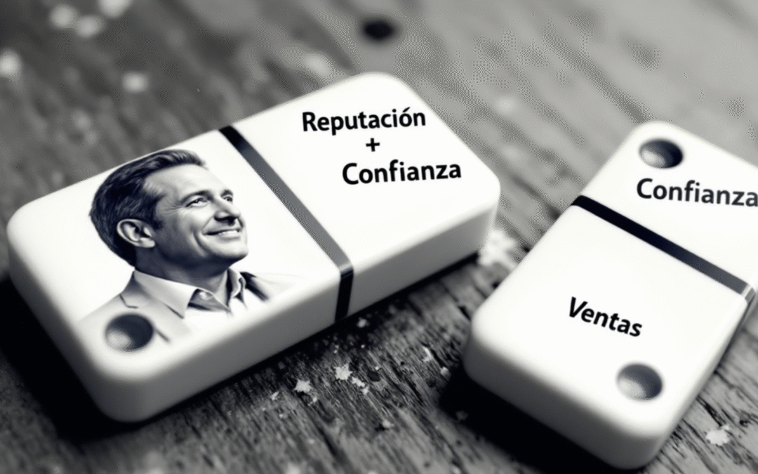 Un CEO dirigiendo una orquesta de canales digitales para mejorar la reputación empresarial