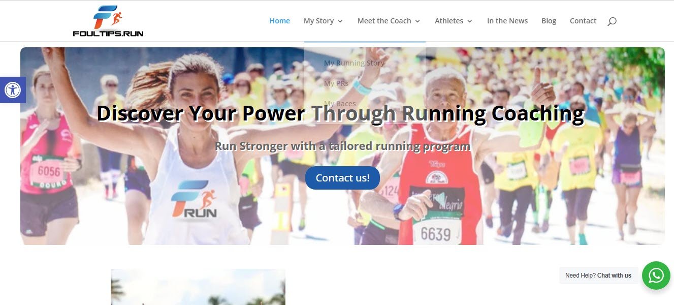 Diseño de plataforma web para Foultips.run, cliente de coaching deportivo.