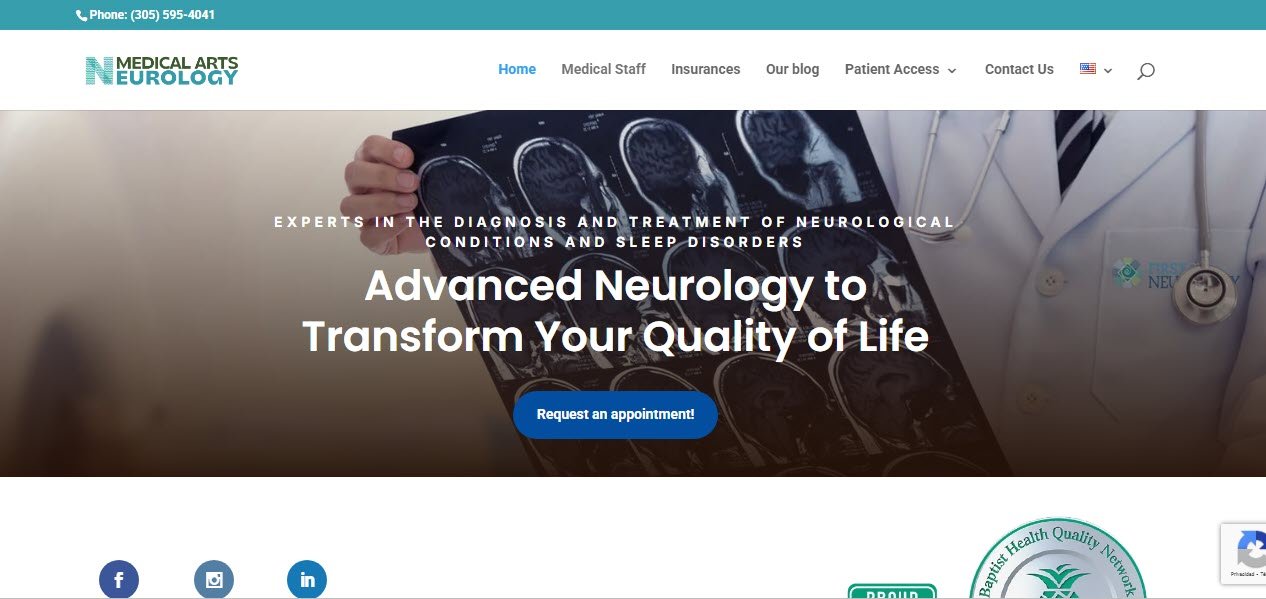 Diseño de página web para Medical Arts Neurology, cliente del sector salud.